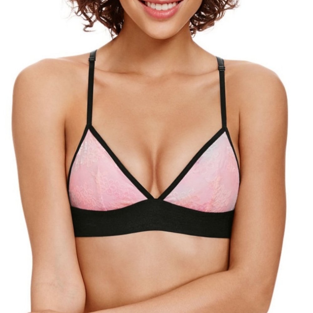 NWOT PINK Daisy Lace Triangle Bralette